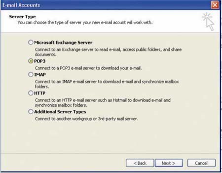 راهنمای آدرس پست الکترونیکی بر روی Microsoft Outlook 2003