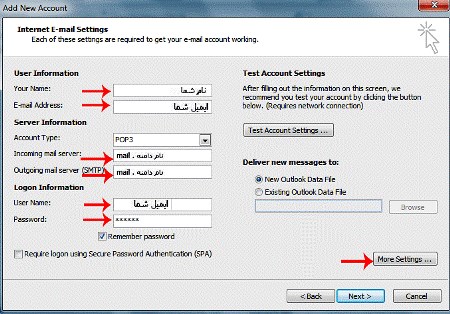 راهنمای پست الکترونیکی بر روی Microsoft Outlook 2010